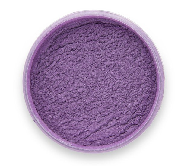 A container of our Lavender Spell Purple Pigment by Pigmently, seen from above with the lid removed to show the colorful contents.