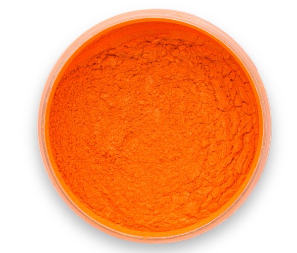 The Lemonade Orange Pigment by Pigmently, shown in its container, from above and with the lid removed.