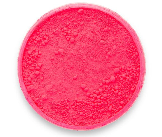 A container of Pigmently's Neon Pink Pigment, seen from above with the lid removed to show the vibrant contents.