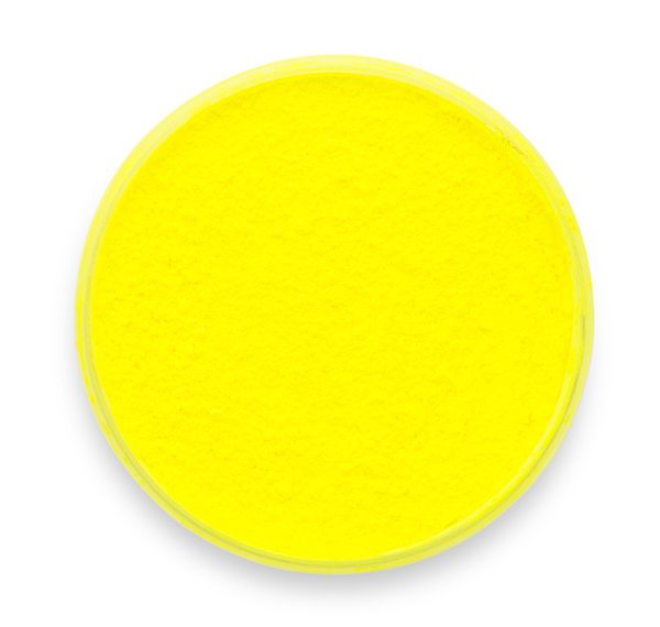 A container of Pigmently's Neon Yellow Mica, seen from above with the lid removed to show the vibrant yellow contents.