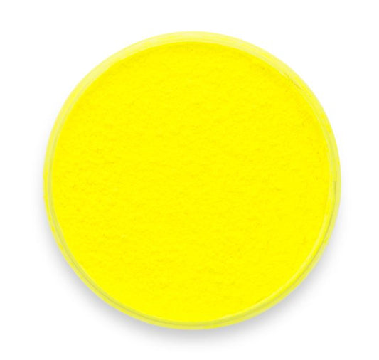 A container of Pigmently's Neon Yellow Mica, seen from above with the lid removed to show the vibrant yellow contents.