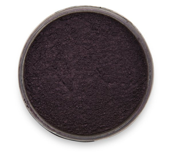 An open container of Purple Ink Pigment by Pigmently, a signature purple mica powder. Viewed from above to showcase the deep color tone.
