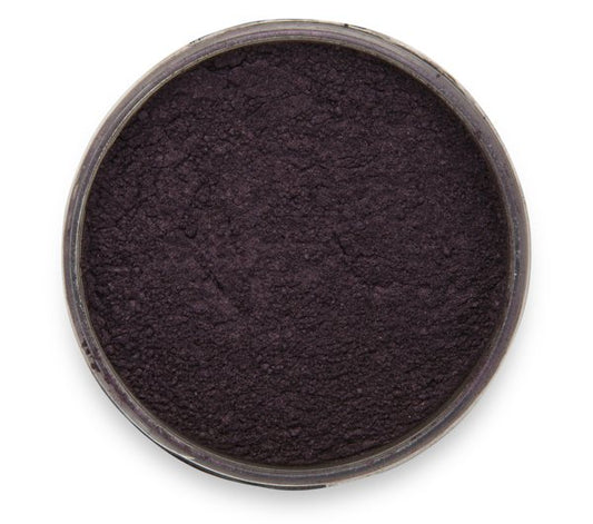 An open container of Purple Ink Pigment by Pigmently, a signature purple mica powder. Viewed from above to showcase the deep color tone.