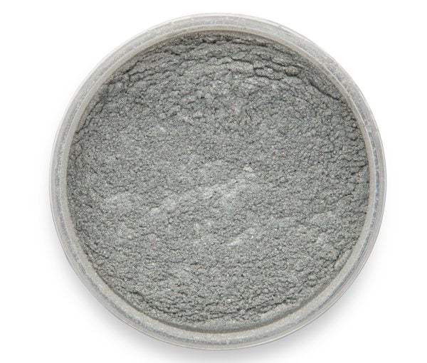 A container of Steel Power Metallic Pigment Powder by Pigmently, seen from above without a lid.
