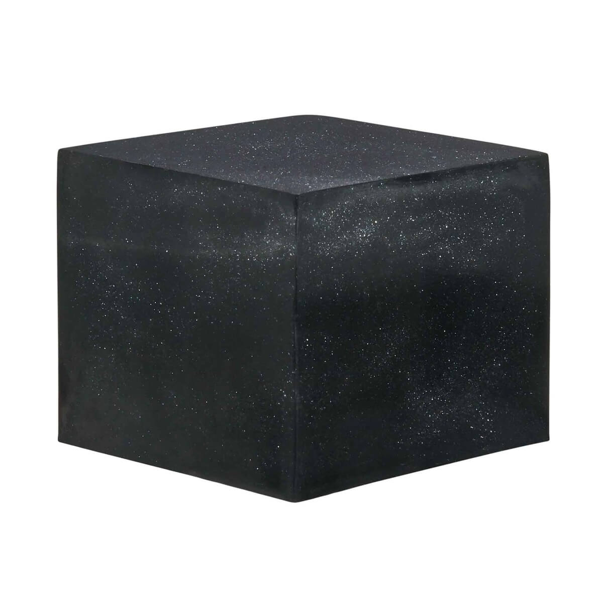 A resin cube made with the Dark Matter Mica Powder Pigment by Pigmently.