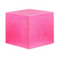 A resin cube made with the Pink Glitter Mica Powder Pigment by Pigmently.