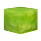 A resin cube made with the Lime Green Mica Powder Pigment by Pigmently.