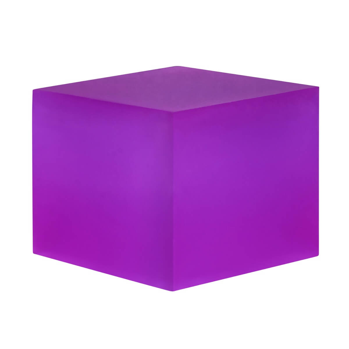 A resin cube made with the Neon Purple Mica Powder Pigment by Pigmently.