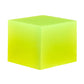 A resin cube made with the Neon Yellow Mica Powder Pigment by Pigmently.